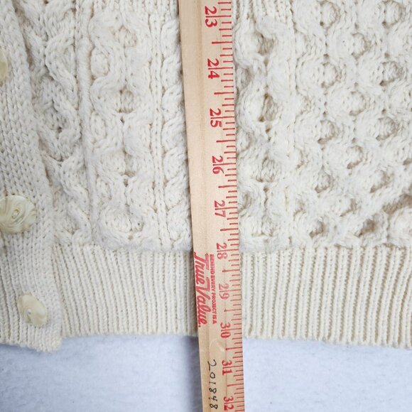 Aran Crafts Sweater Womens XL Cream Merino Wool Cable Knit Cardigan Ireland - Picture 7 of 12